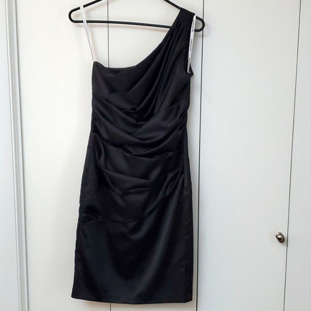 David's Bridal One Shoulder Satin Dress